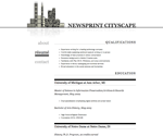 Thumbnail of résumé page in Newsprint Cityscape template.