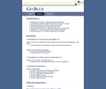 Thumbnail of résumé page in Go Blue website template.