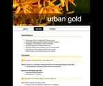 Thumbnail of résumé page in Urban Gold website template.