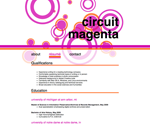 Thumbnail of résumé page in Circuit Magenta website template.