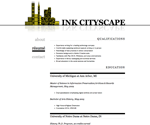 Thumbnail of résumé page in Ink Cityscape website template.