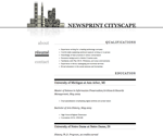 Thumbnail of résumé page in Newsprint Cityscape template.