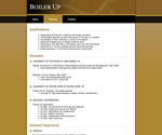 Thumbnail of résumé page in Boiler Up website template.